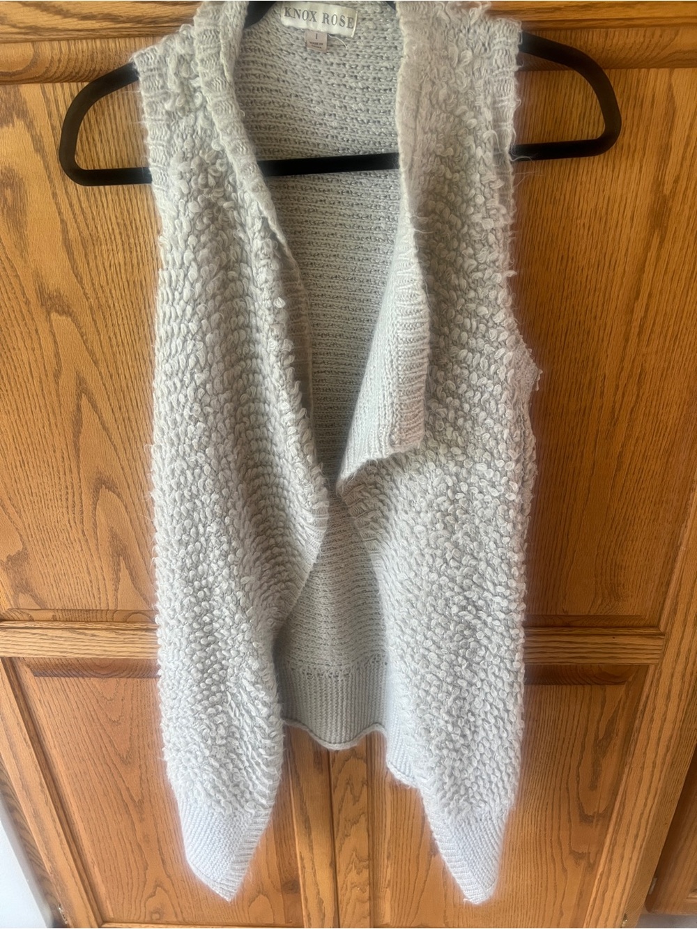 Knox Rose Women's Cream Textured Open-Front Sweater Vest